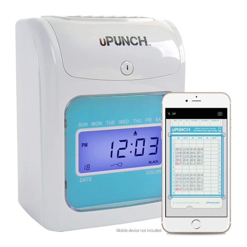 uPunch FN1000 Smart Time Clock System for Small Business: Auto Align Punch Clock with Free Mobile App for Digital Time Card Management and Payroll - Image 2